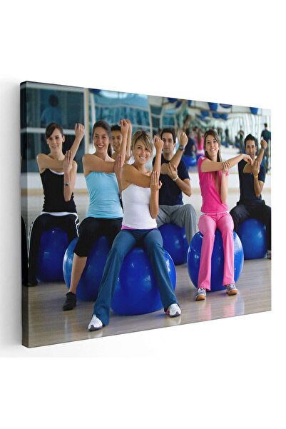 Tablou Canvas Tablou oameni pe mingi fitness facand exercitii, cod 3297