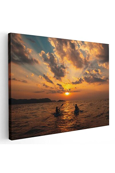 Tablou Canvas Tablou cuplu cu caiace vastlind la apus, cod 4379