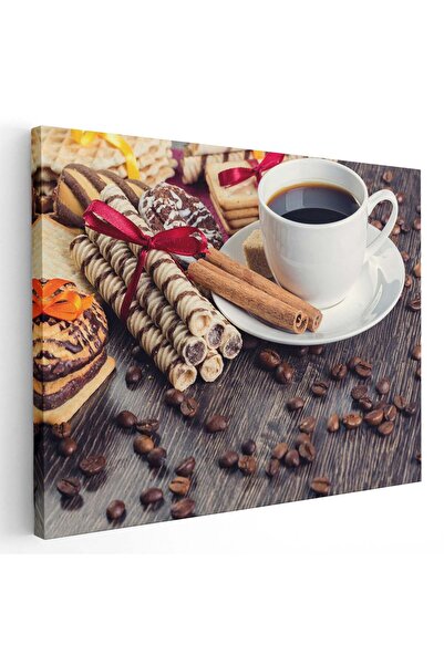 Tablou Canvas Tablou ceasca cu cafea scortisoara fursecuri, cod 3899