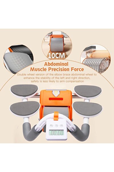 Sport عجلة تمارين البطن التلقائية من فاب جود مع دعم مزدوج للكوع ومؤقت