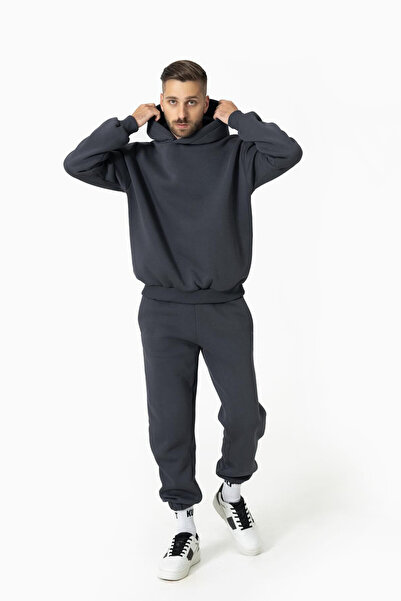 BARLİZ طقم بدلة رياضية للرجال من ERKEK مع جيوب كنغر وقلنسوة وساق مطاطية