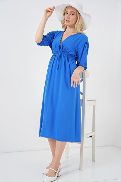 Hiccup BDART V-подібний виріз і застібка Детальний A-силуетний міді-сукня