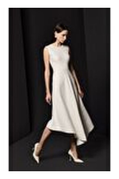 Rashid by Raşit Bağzıbağlı Asimetrik Etek Formlu Midi Boy Elbise