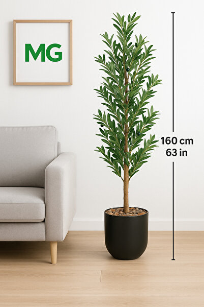 co arma 160cm Artificial Olive Tree with White Stand
