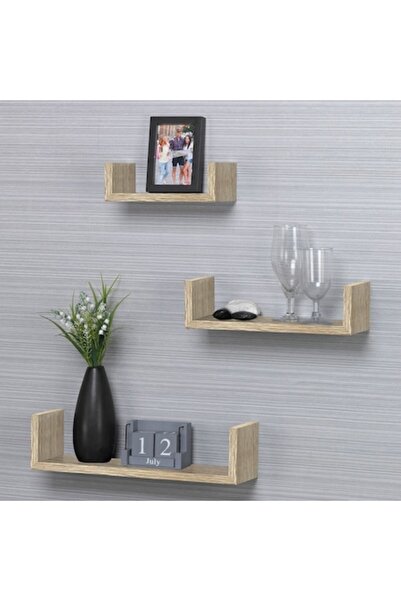 SHOPIENS Set de rafturi de perete bej, 3 piese (42,5x10,2x10,2, 35,5x10,2x8,7...