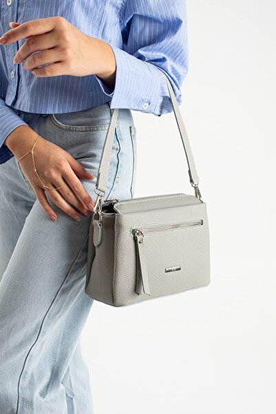 Çanta Trend Women's Gray 5-Compartment Stylish Shoulder and Handbag, Crossbod...