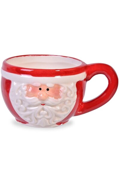 SHOPIENS Cană ceramică de Crăciun, design 3D cu Moș Crăciun, roșie, 150 ml