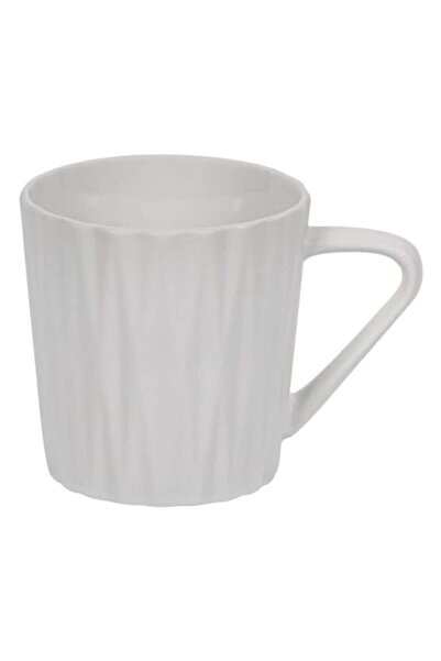 SHOPIENS Κεραμική Κούπα, Μοτίβο ρόμβου, Λευκή, 350 ml - MYONNA