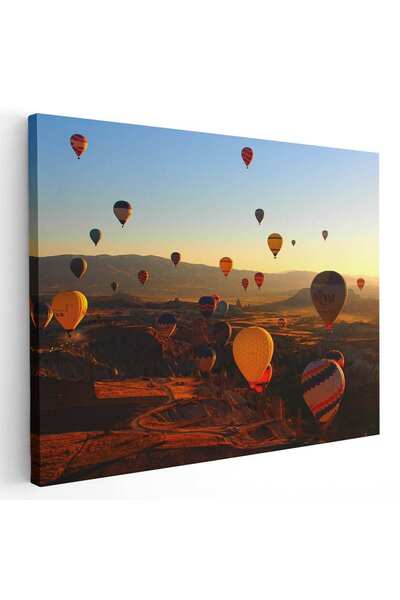 Tablou Canvas Tablou peisaj cu baloane cu aer cald la apus, cod 4479