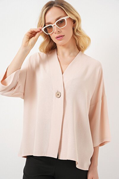 Hiccup Bdart Buttoned V-Neck Half Sleeve Kimono