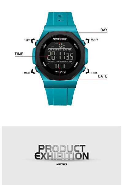 Naviforce Ceas bărbătesc albastru 7117 – Funcții multiple, Design sportiv, Rezistent la șocuri, 5ATM