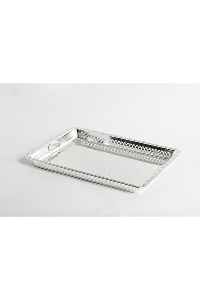 Bin Shihoun صينية تقديم مستطيل فضية