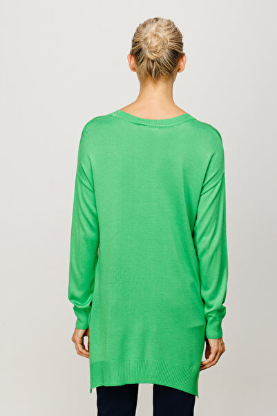 On Fashion Women's Crew Neck Casual Sweater Knit Tunic - Green