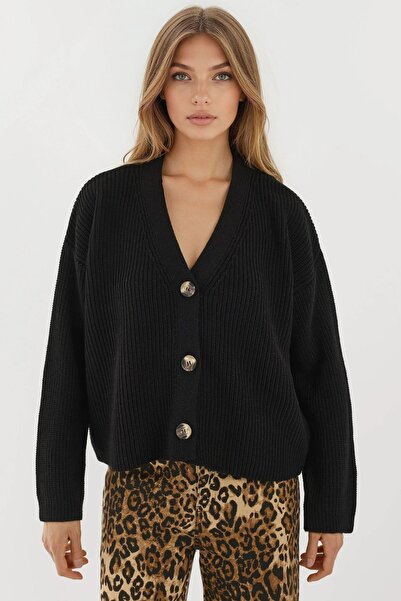 Hiccup V-Neck Buttoned Oversize Knitwear Cardigan