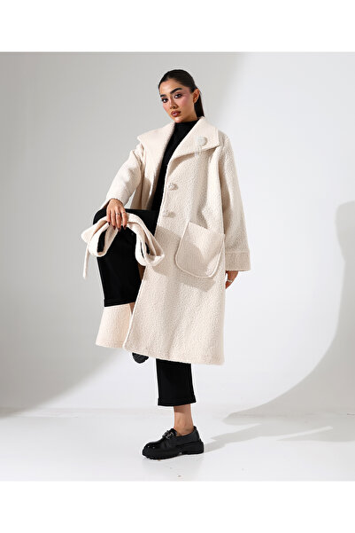 Fi'l Arz Fashion Women's Long Lamb Plus Size Coat