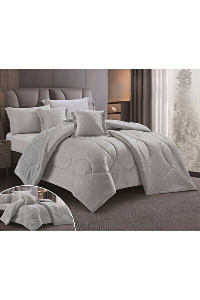 SNOOZYL Double bedspread made of soft velvet and fur with a hotel design for a luxurious hotel experience