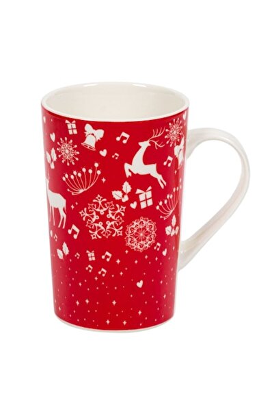 SHOPIENS Cană de Crăciun New Bone, model cu clopoței și inimioare, roșie, 0,4...