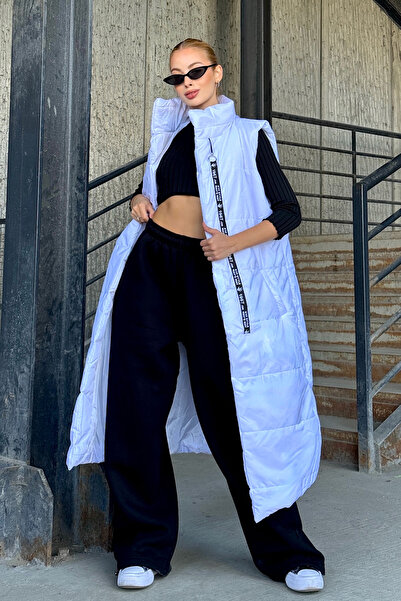 bacc Γυναικείο Λευκό Μακρύ Καπιτονέ Φουσκωτό Γιλέκο BCVL-25NY08