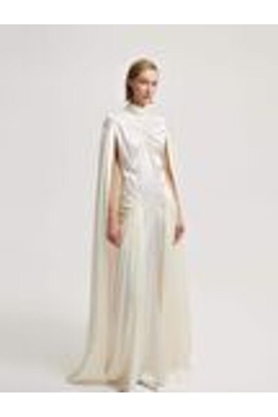 BAQA Pelerin Görünümlü Beyaz Elbise