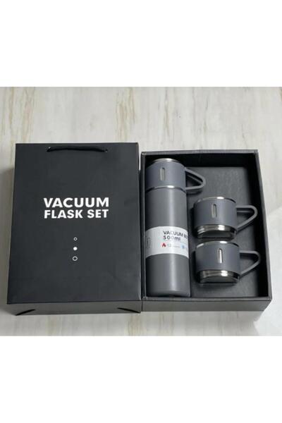 Arıcan home Üç Bardaklı Termos- Paslanmaz Çelik - Vacuum Flask Set- 12 Saat Sıcak ve Soğuk Korumalı