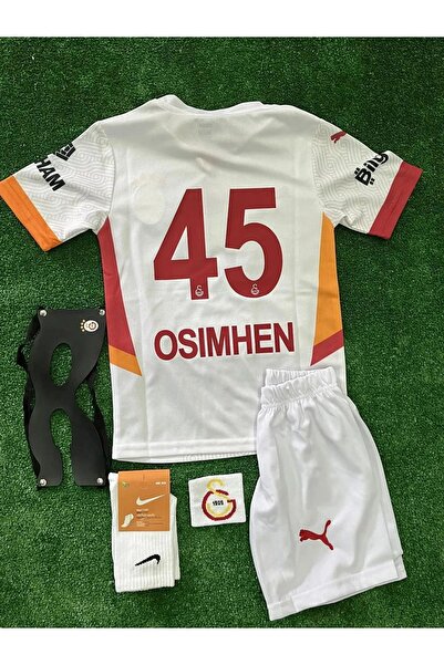 FAMİLYSTAN Galatâsarây./ #45/O.'s'i'm'h'e'n / 2024/25 Deplasman Beyaz Yeni Sezon Çocuk Forması 5'Li Set 5-YLDZL