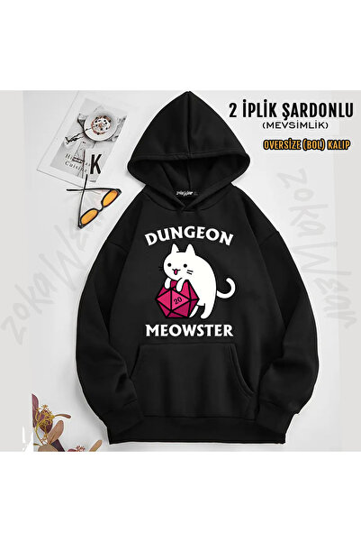 ZOKAWEAR Dungeon Meowster Dnd Dungeon Master Cat with D20 Design Printed Hood...