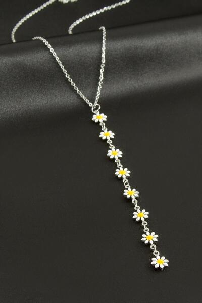 Marsilyan Daisy Enamel Steel Y Necklace