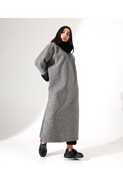 Fi'l Arz Fashion Women's Fur Detail Long Plus Size Dress