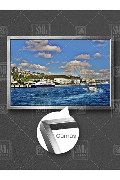 SML TABLO İstanbul Boğazı Vapur Beşiktaş İskelesi Boğaz Manzara Köprü Çerçeve...
