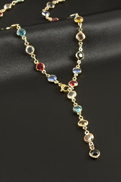 TakÇalıştır Round Zircon Stone Steel Y Necklace Zircon Stone Pendant Stylish ...