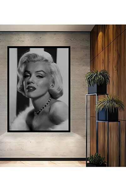 Dekoratif Ahşap Dikdörtgen Tablo Marilyn Monroe Çerçeve Görünümlü
