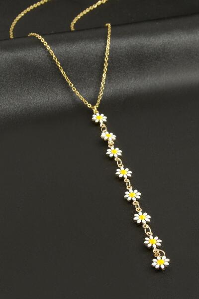 Marsilyan Daisy Enamel Steel Y Necklace