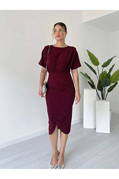 Lensia Φόρεμα με στρίφωμα στη μέση και διακόσμηση από πέτρες