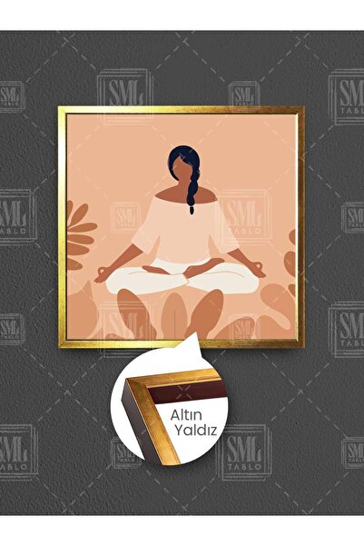 SML TABLO Žena koja meditira, joga, boemski minimalistički kvadratni slika na...