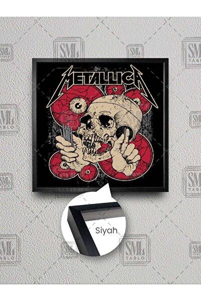 SML TABLO Metallica Skull Rock Music Metallica Skull Decor Pictură pătrată pe pânză înrămată