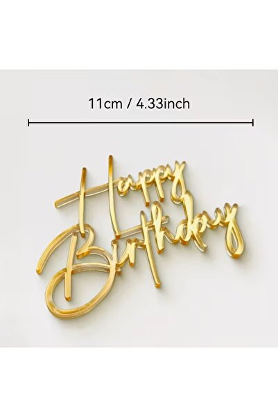 WOMEN 'S HEART HAPPY BİRTHDAY PASTA ÖNÜ YAZISI GOLD RENK