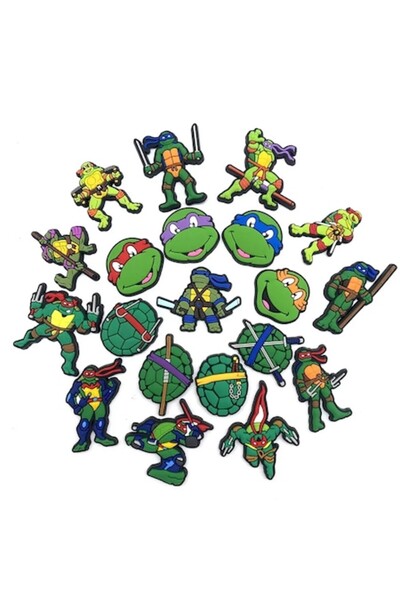 LinePartsBim Set 20 Pinuri Jibbitz Accesorii pentru Crocs Saboti, Model Testoase Ninja