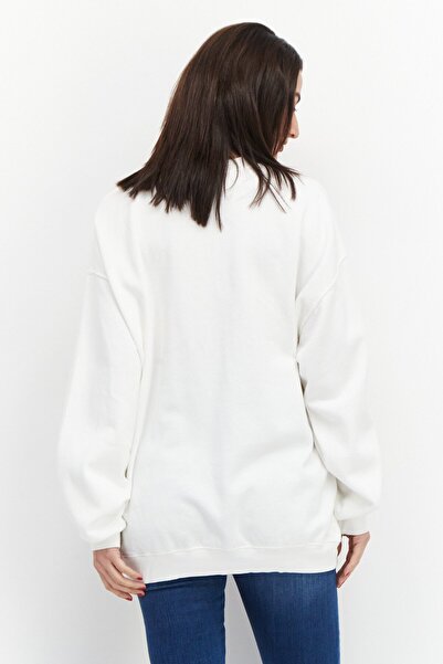 BİLLABONG Women Crew Neck Long Sleeve Printed Sweatshirt, Off White