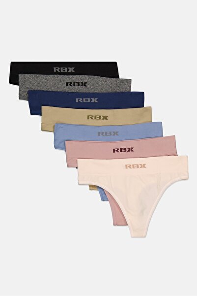RBX Women 7 Pieces Plain Seamless Panty, Black/Pink/Blue/Grey