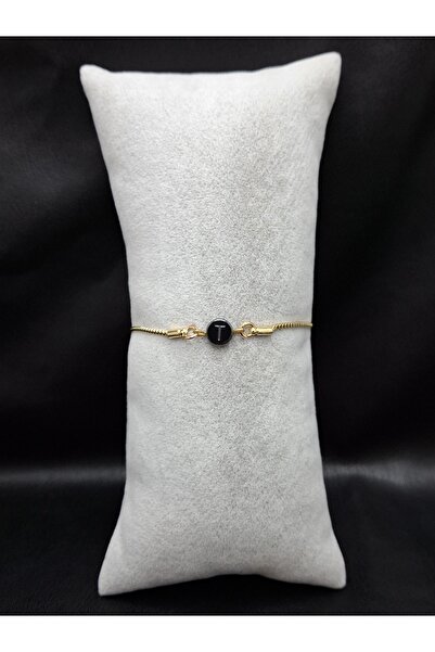 Han Ticarethane Gold Color Hematite Stone Letter t Bracelet