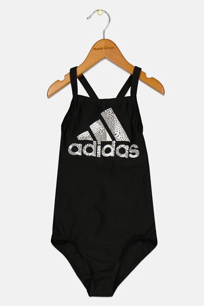 adidas Kids Girl Brand Logo One Piece Swimwear, Black