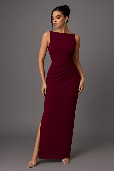 Varyete Maxi večerní šaty Zara z krepové látky s plisovaným výstřihem a boční...