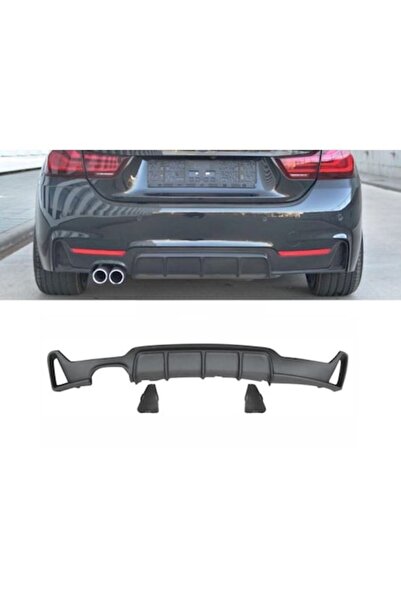 LinePartsBim Difuzor Extensie Bara Spate M Performance BMW Seria 4 F32 F33 F36, Negru mat, Evacuare dubla Stanga