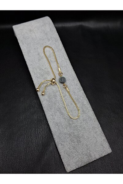 Han Ticarethane Gold Color Hematite Stone Letter S Bracelet