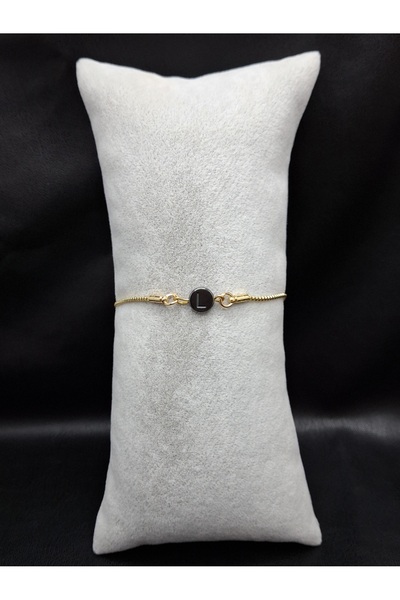 Han Ticarethane Gold Color Hematite Stone Letter L Bracelet
