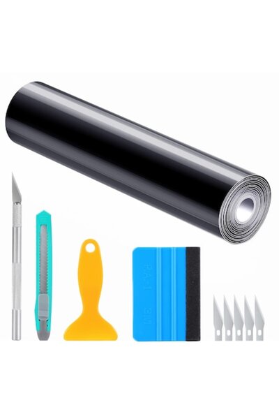 LinePartsBim Kit Folie Autocolant Trimuri, Negru Lucios, 300x30cm, Accesorii ...