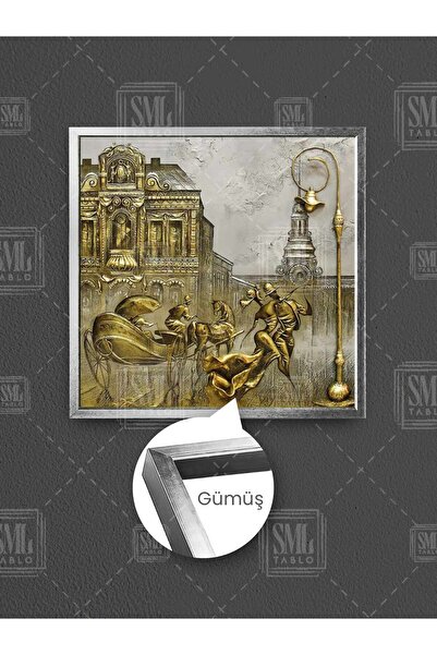 SML TABLO Lampă stradală Dansând îndrăgostiți romantici Decor auriu în relief...