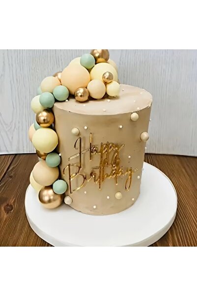 WOMEN 'S HEART HAPPY BİRTHDAY PASTA ÖNÜ YAZISI GOLD RENK