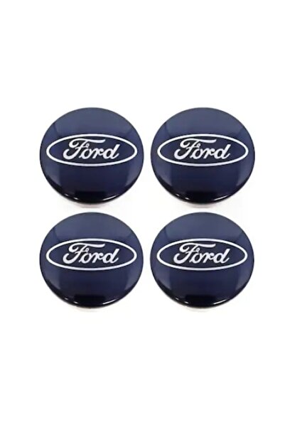 LinePartsBim Set 4 Emblems for Ford Alloy Wheels 54mm, Blue
