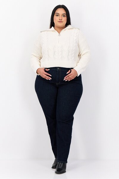 PİNK ROSE Women Turtle Neck Knitted Sweater, White